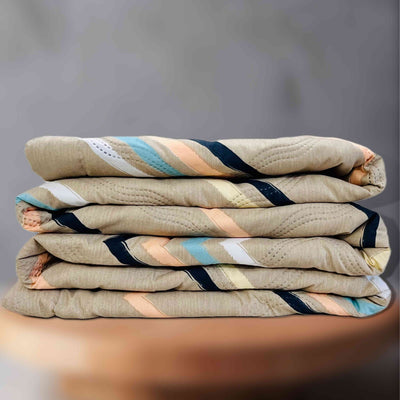 Striped Sand | Double Bed Cotton Comforter | Thin & Lightweight