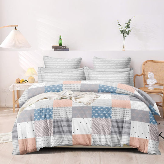 White Geometrical | Double Bed Cotton Comforter | Thin & Lightweight - Harsh Foundation India