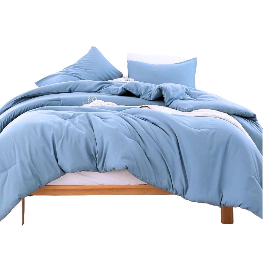 Uranian Blue Solid Double Bed Comforter Harsh Foundation India