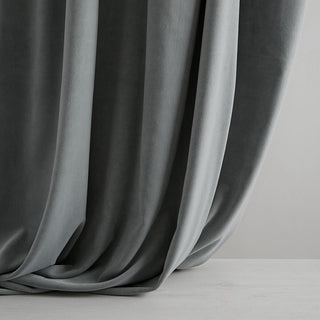 Contemporary Grey American Pleat Velvet Curtain