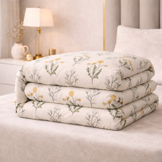 Meadow Bloom Gulzar Comforter – Cloud Soft Microfibre Filled, 210 TC Cotton Blend, Double Bed