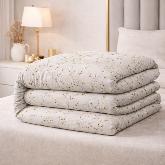 Grey Botanical Garden Gulzar Comforter – Cloud Soft Microfibre Filled, 210 TC Cotton Blend, Double Bed