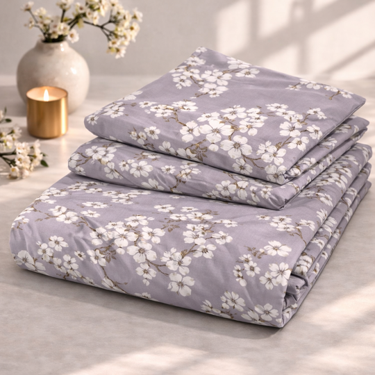 Lavender Spring Bloom Premium Cotton Blend 210TC Gulzar Bedsheet, Cloud Soft Double Bed