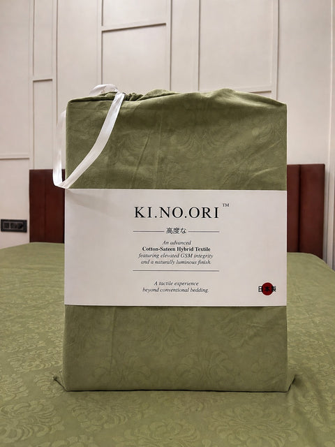 Moss Green KI.NO.ORI Cotton-Sateen Blend 250TC Bedsheet Set King Size