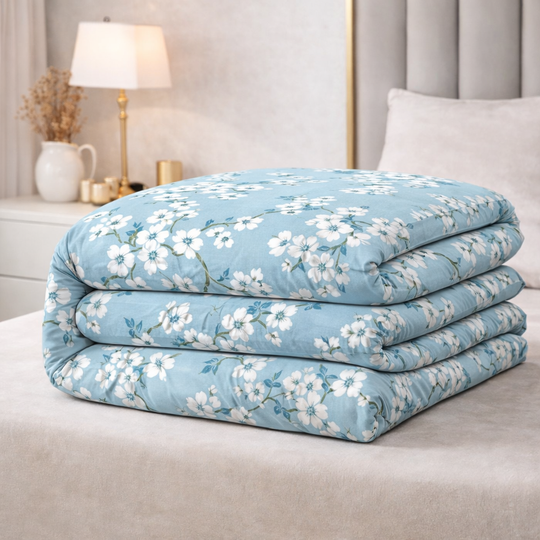 Sky Blossom Gulzar Comforter – Cloud Soft Microfibre Filled, 210 TC Cotton Blend, Double Bed