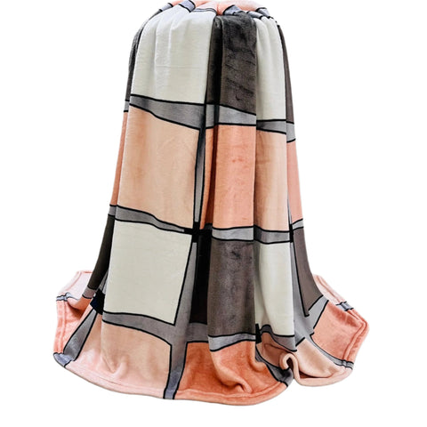 Pastel Blocks | Plush Flannel Blanket | Double Bed - Harsh Foundation India