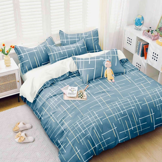 Abstract Blue | Double Bed Cotton Comforter | Thin & Lightweight - Harsh Foundation India