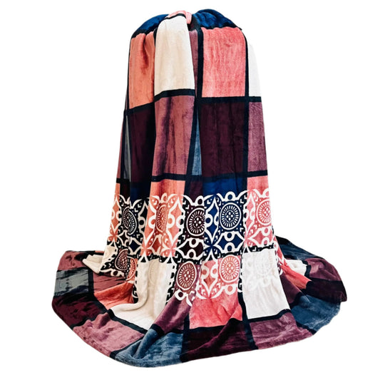 Onion Blocks | Plush Flannel Blanket | Double Bed - Harsh Foundation India