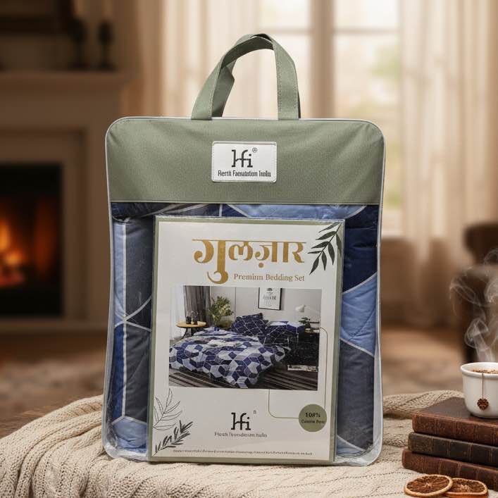 Buy lightweight AC comforters online India — virgin microfibre fill, factory direct Panipat — HFI Bedding