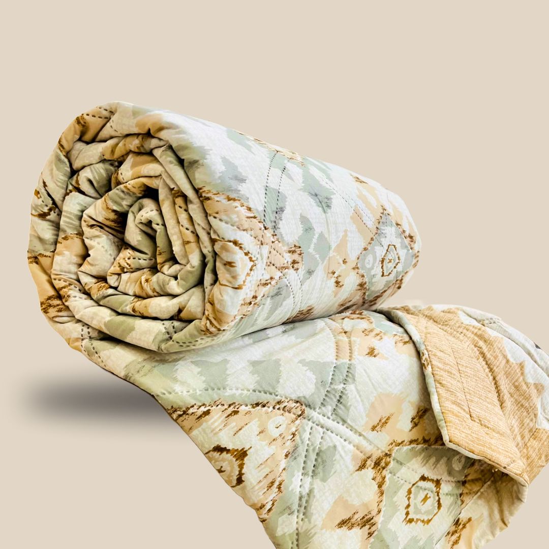 Patola Champagne | Double Bed Cotton Comforter | Thin & Lightweight - Harsh Foundation India