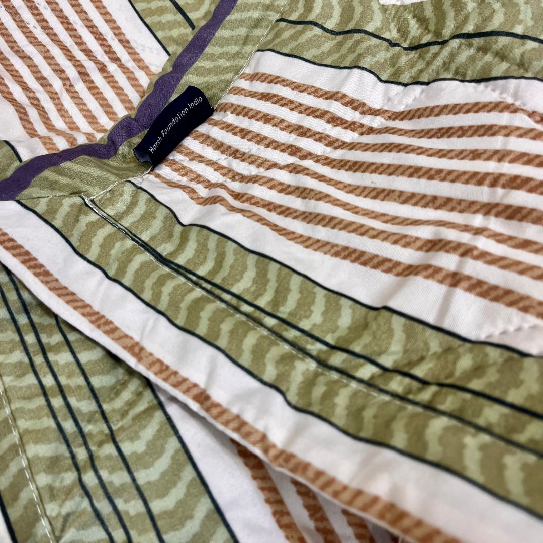 Striped Green | Double Bed Cotton Comforter | Thin & Lightweight - Harsh Foundation India