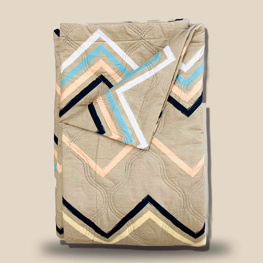 Striped Sand | Double Bed Cotton Comforter | Thin & Lightweight - Harsh Foundation India
