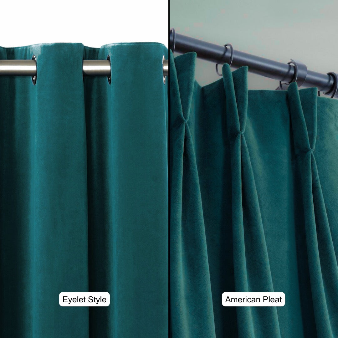 Teal Green Premium Velvet Curtain