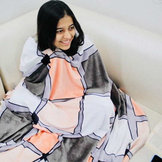 Pastel Blocks | Plush Flannel Blanket | Double Bed