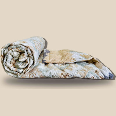 Patola Champagne | Double Bed Cotton Comforter | Thin & Lightweight