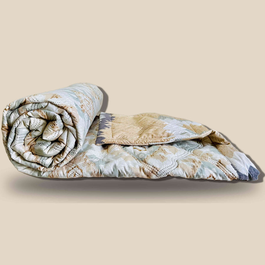 Patola Champagne | Double Bed Cotton Comforter | Thin & Lightweight - Harsh Foundation India
