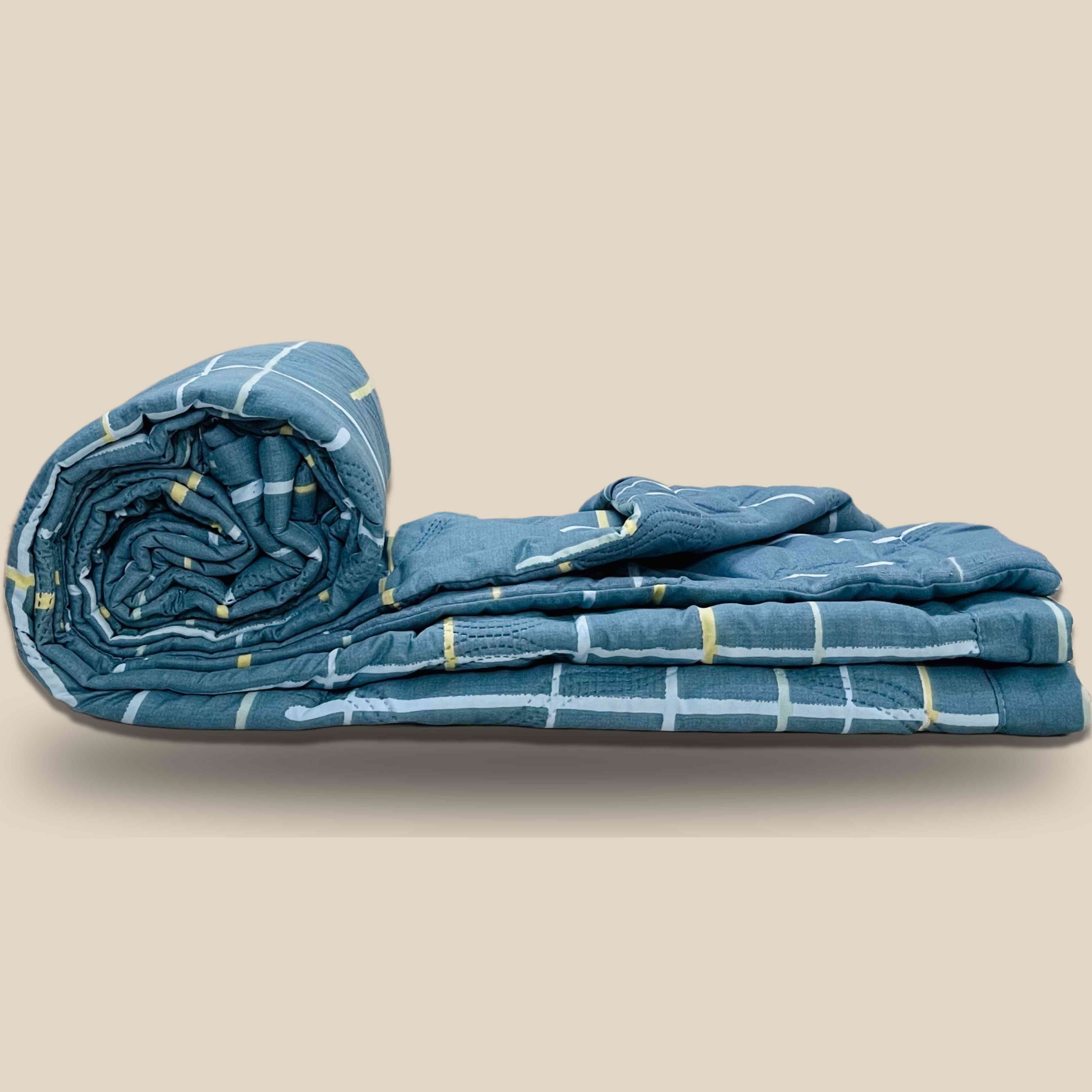 Abstract Blue | Double Bed Cotton Comforter | Thin & Lightweight - Harsh Foundation India