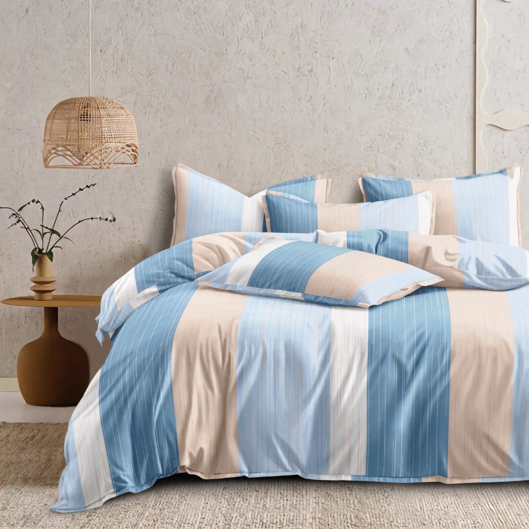 Pastel Stripes | PolyCotton Bedsheet | Super King Size - Harsh Foundation India