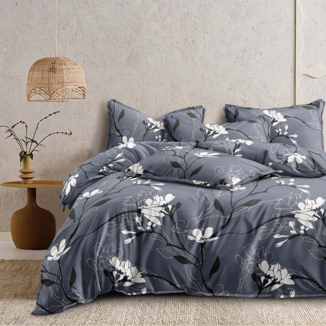 Dark Grey Dreams | PolyCotton Bedsheet | Super King Size - Harsh Foundation India
