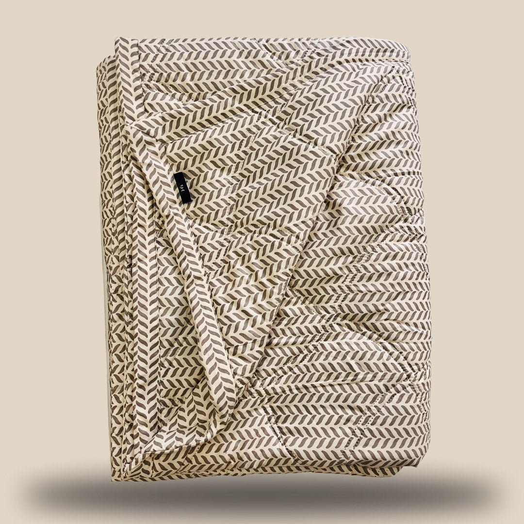 Camel Herringbone | Double Bed Cotton Comforter | Thin & Lightweight - Harsh Foundation India