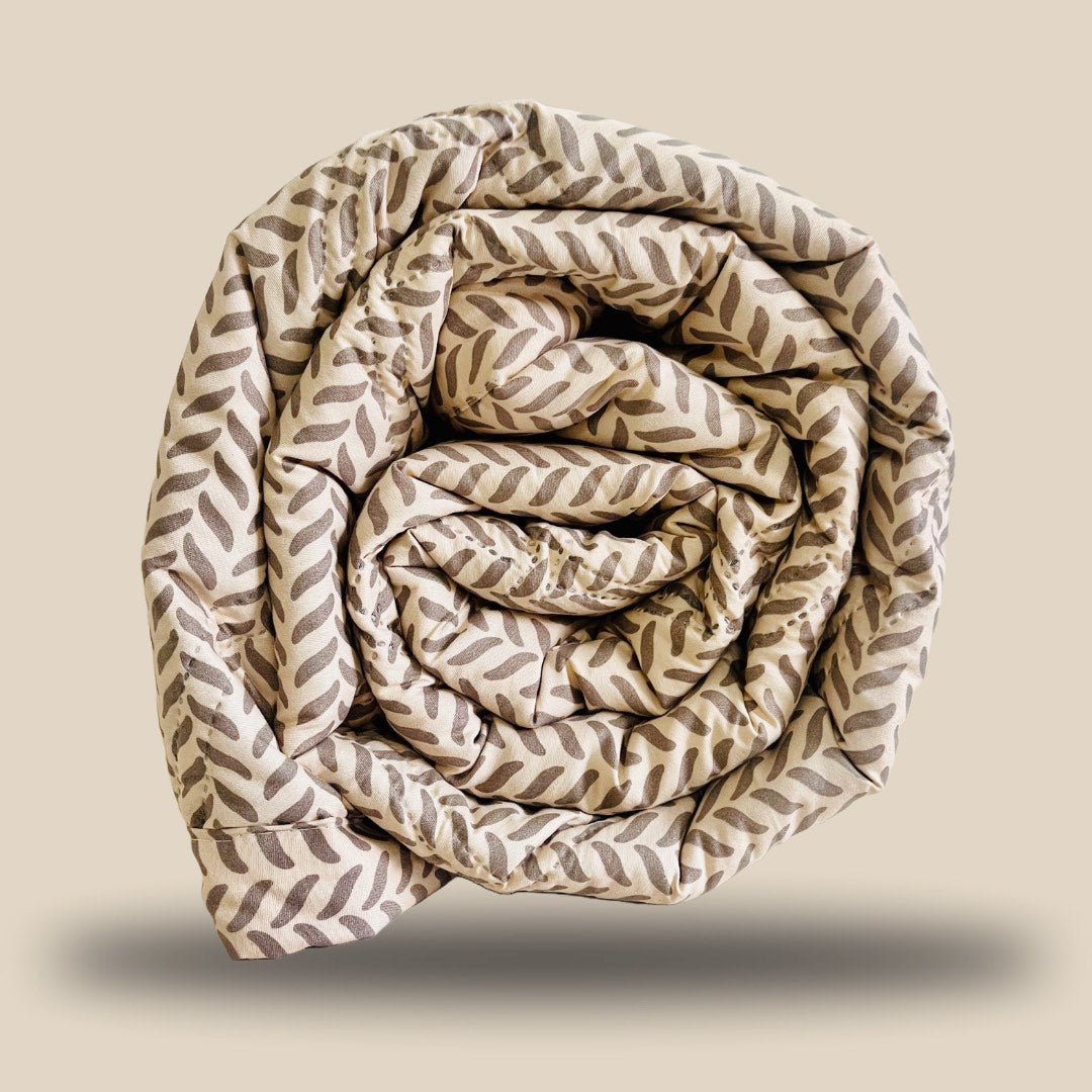 Camel Herringbone | Double Bed Cotton Comforter | Thin & Lightweight - Harsh Foundation India