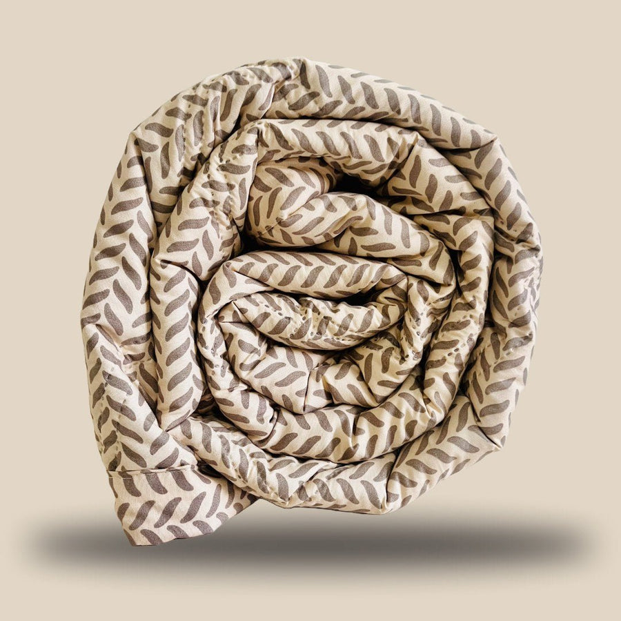 Camel Herringbone | Double Bed Cotton Comforter | Thin & Lightweight - Harsh Foundation India