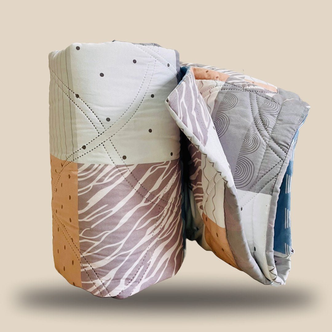 White Geometrical | Double Bed Cotton Comforter | Thin & Lightweight - Harsh Foundation India