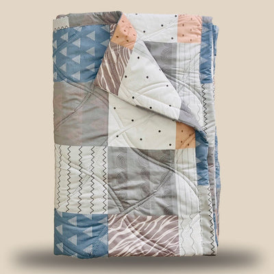 White Geometrical | Double Bed Cotton Comforter | Thin & Lightweight