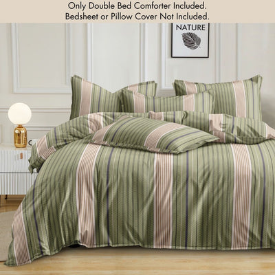 Striped Green | Double Bed Cotton Comforter | Thin & Lightweight