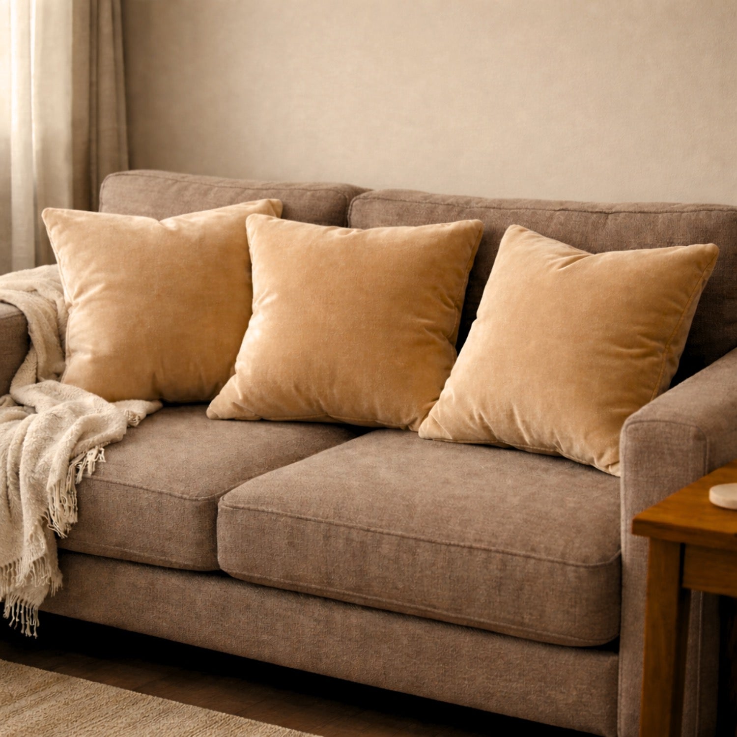 Modern Beige Premium Velvet Curtain