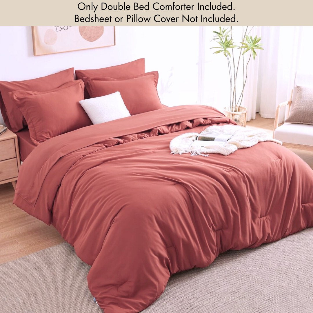 Terracotta Solid | Double Bed Cotton Comforter | Thin & Lightweight