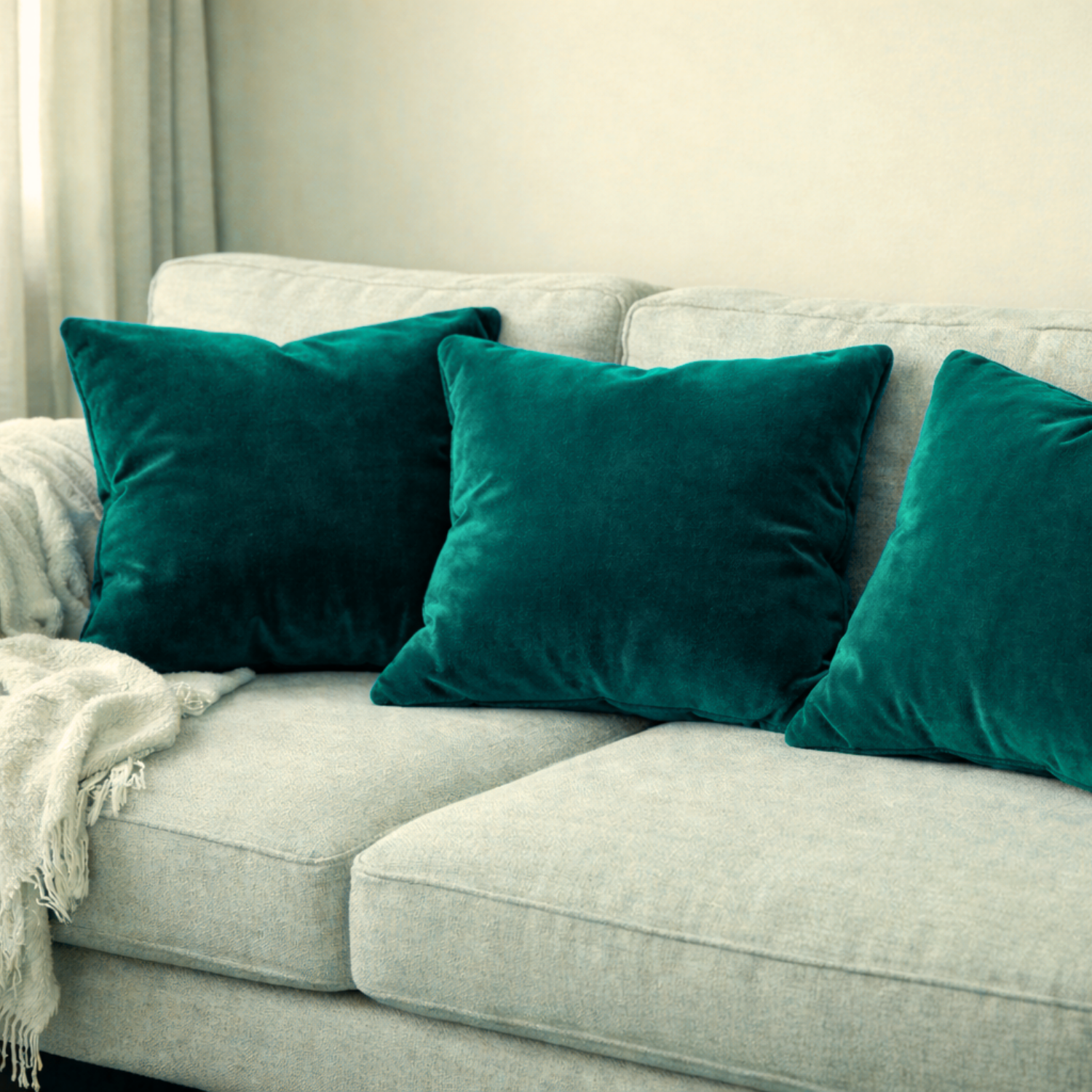 Teal Green Premium Velvet Curtain