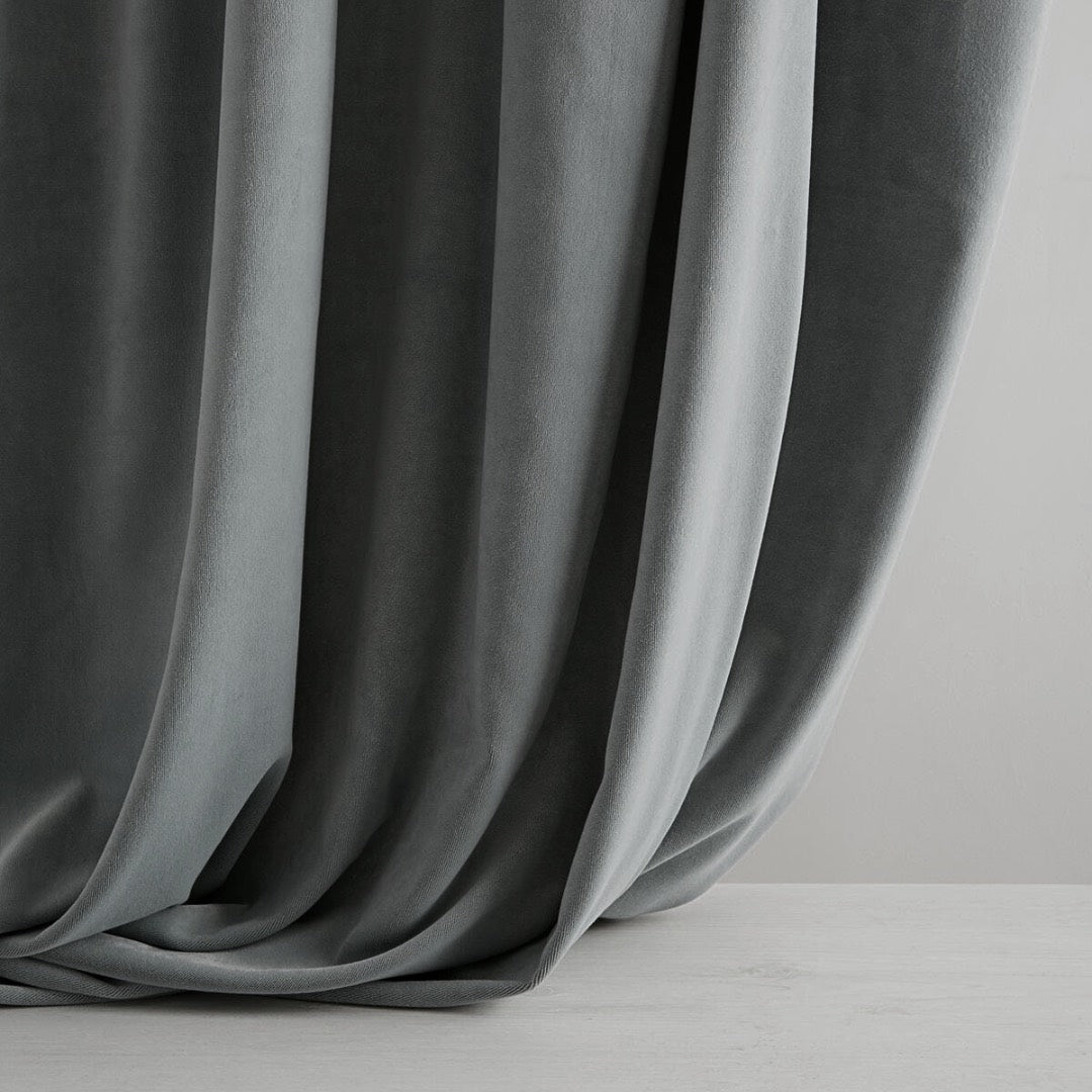 Contemporary Grey Premium Velvet Curtain