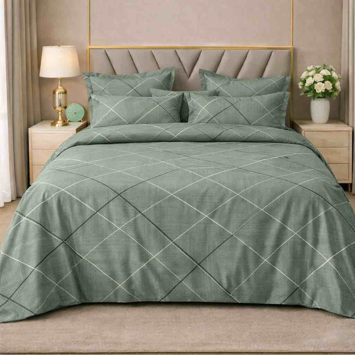 Serene Green Premium Cotton Blend 210TC Gulzar Bedsheet, Cloud Soft Double Bed detail
