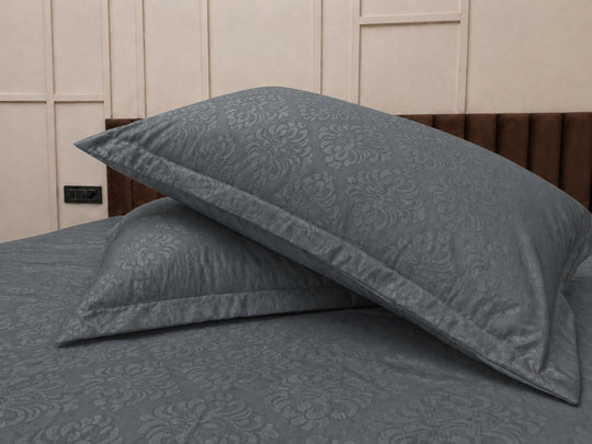 Lava Grey KI.NO.ORI Cotton-Sateen Blend 250TC Bedsheet Set King Size