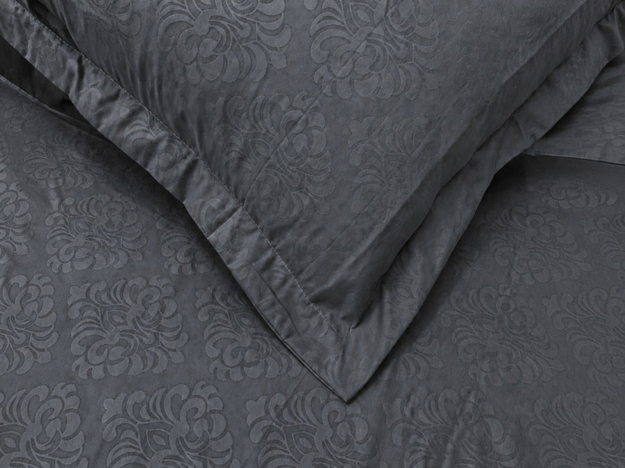 Lava Grey KI.NO.ORI Cotton-Sateen Blend 250TC Bedsheet Set King Size