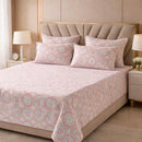 Blush Medallion Pink Premium Cotton Blend 210TC Gulzar Bedsheet, Cloud Soft Double Bed