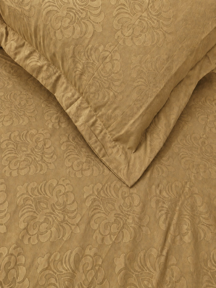 Sepia Beige KI.NO.ORI Cotton-Sateen Blend 250TC Bedsheet Set King Size