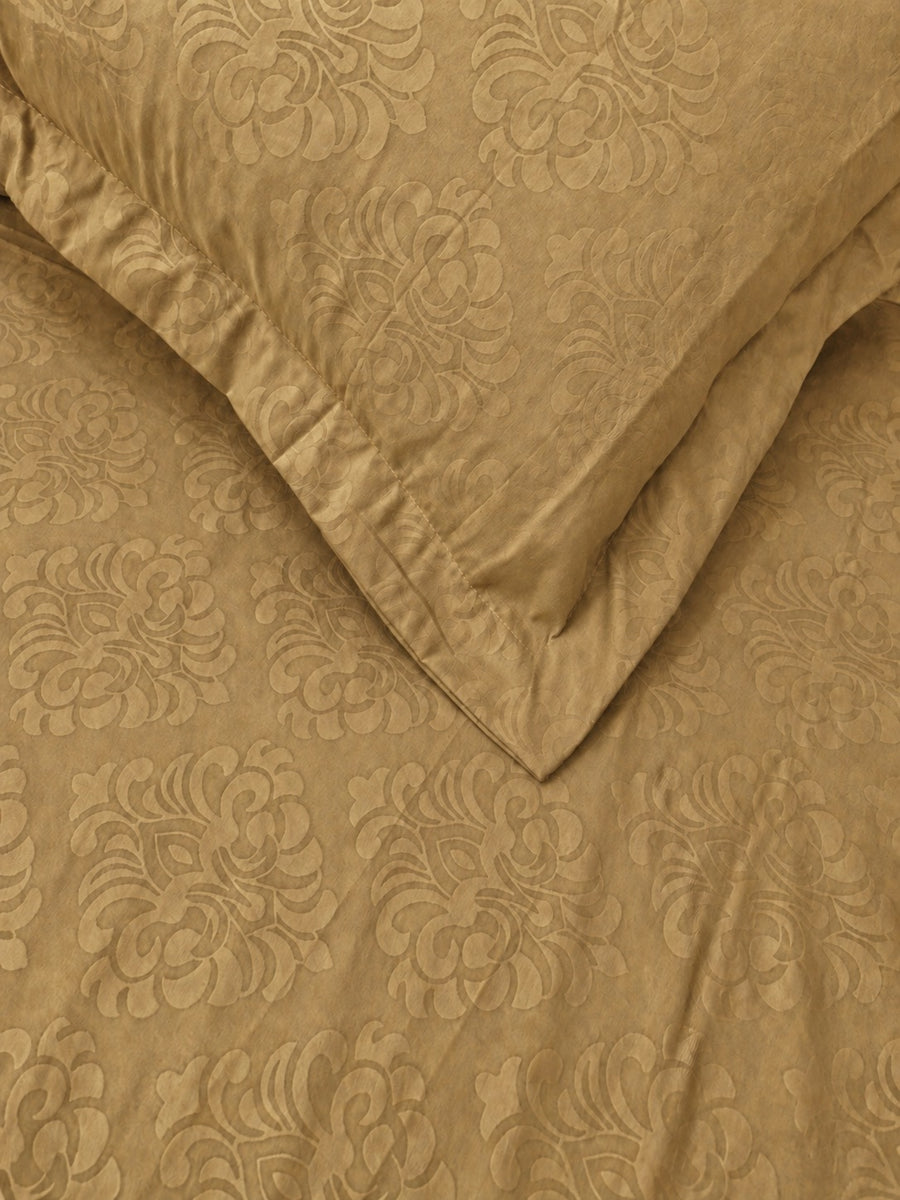Sepia Beige KI.NO.ORI Cotton-Sateen Blend 250TC Bedsheet Set King Size