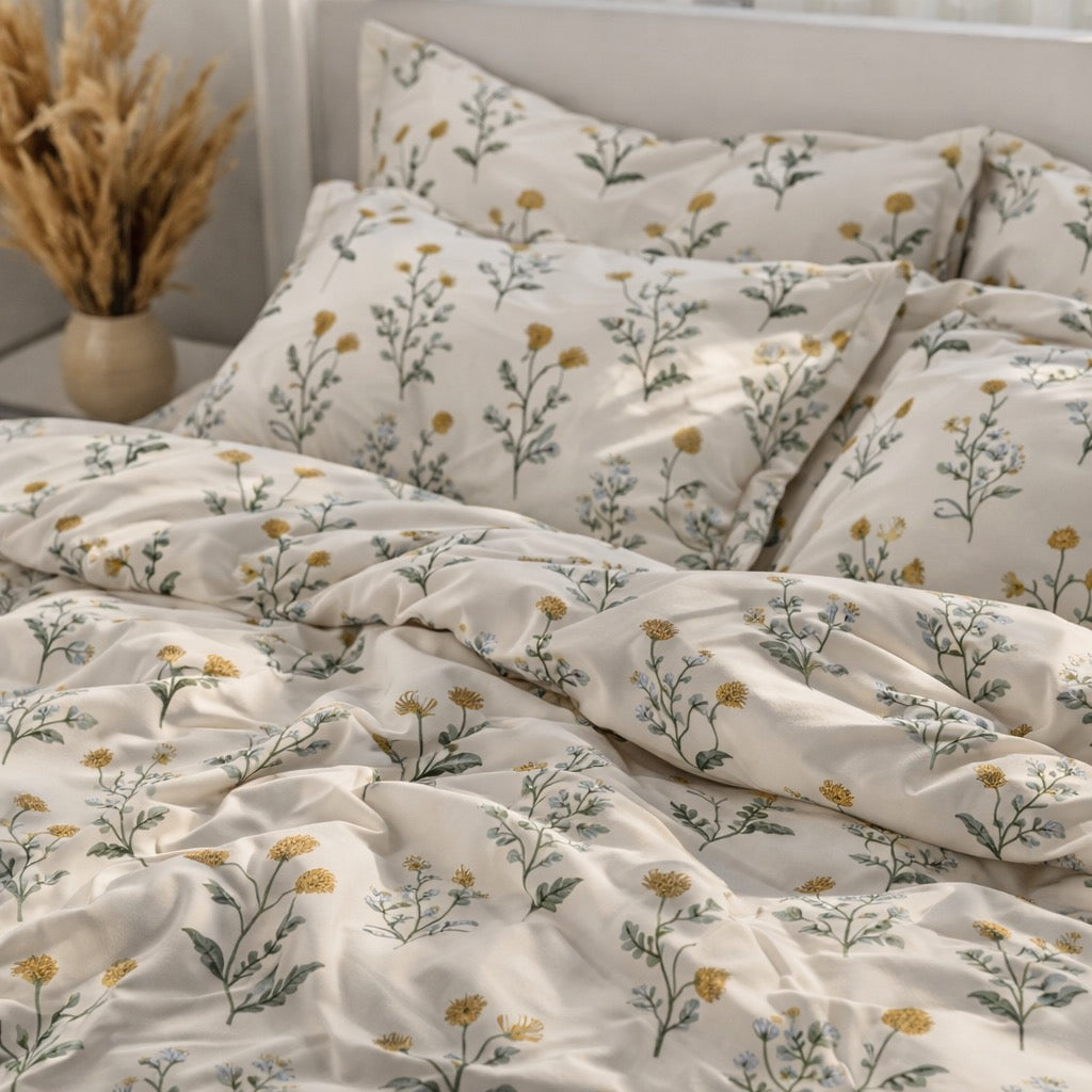 Meadow Bloom Gulzar Comforter – Cloud Soft Microfibre Filled, 210 TC Cotton Blend, Double Bed