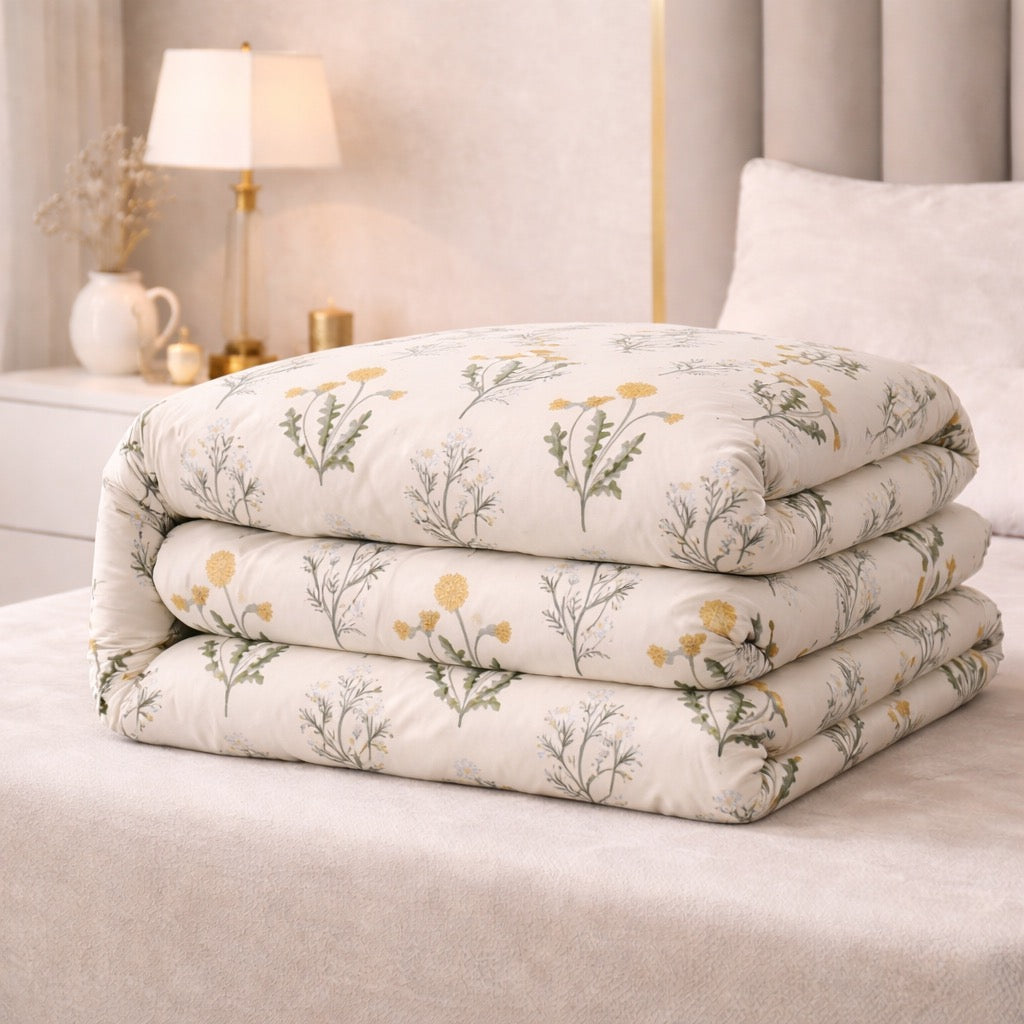Meadow Bloom Gulzar Comforter – Cloud Soft Microfibre Filled, 210 TC Cotton Blend, Double Bed