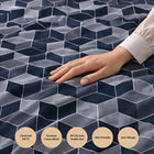 Navy Geometric Cube Premium Cotton Blend 210TC Gulzar Bedsheet, Cloud Soft Double Bed