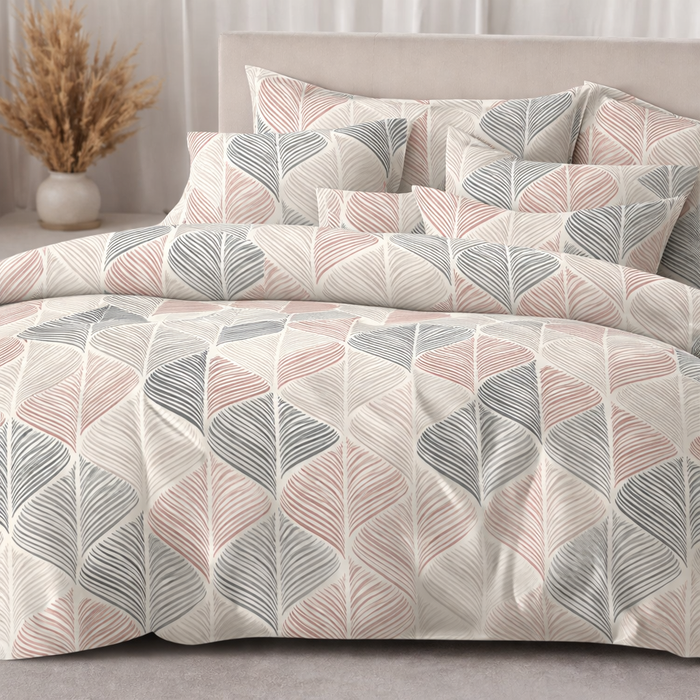 Blush Leaf Harmony Gulzar Comforter – Cloud Soft Microfibre Filled, 210 TC Cotton Blend, Double Bed