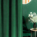 Bottle Green American Pleat Velvet Curtain
