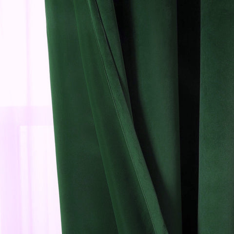 Bottle Green American Pleat Velvet Curtain