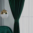 Bottle Green American Pleat Velvet Curtain