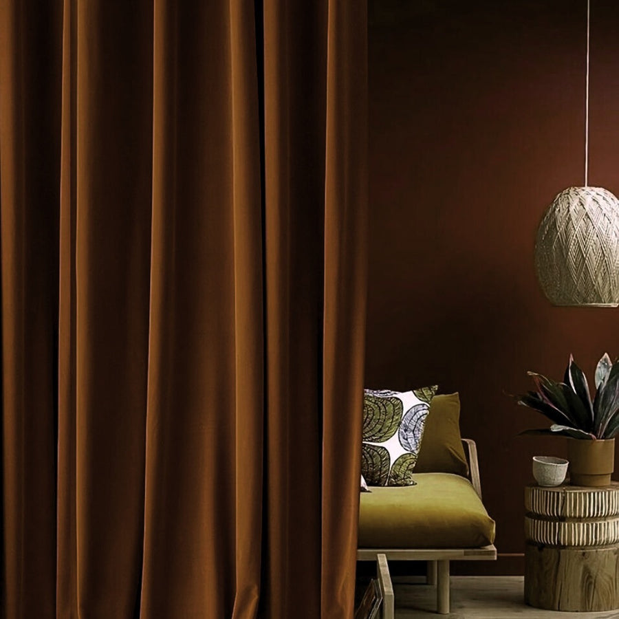 Brave Brown American Pleat Velvet Curtain