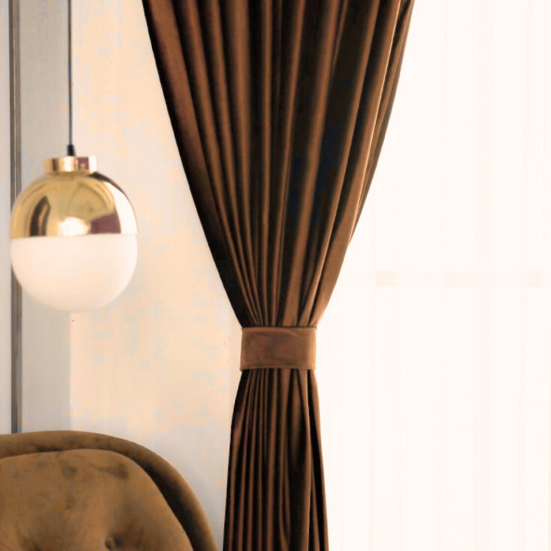 Brave Brown Premium Velvet Curtain