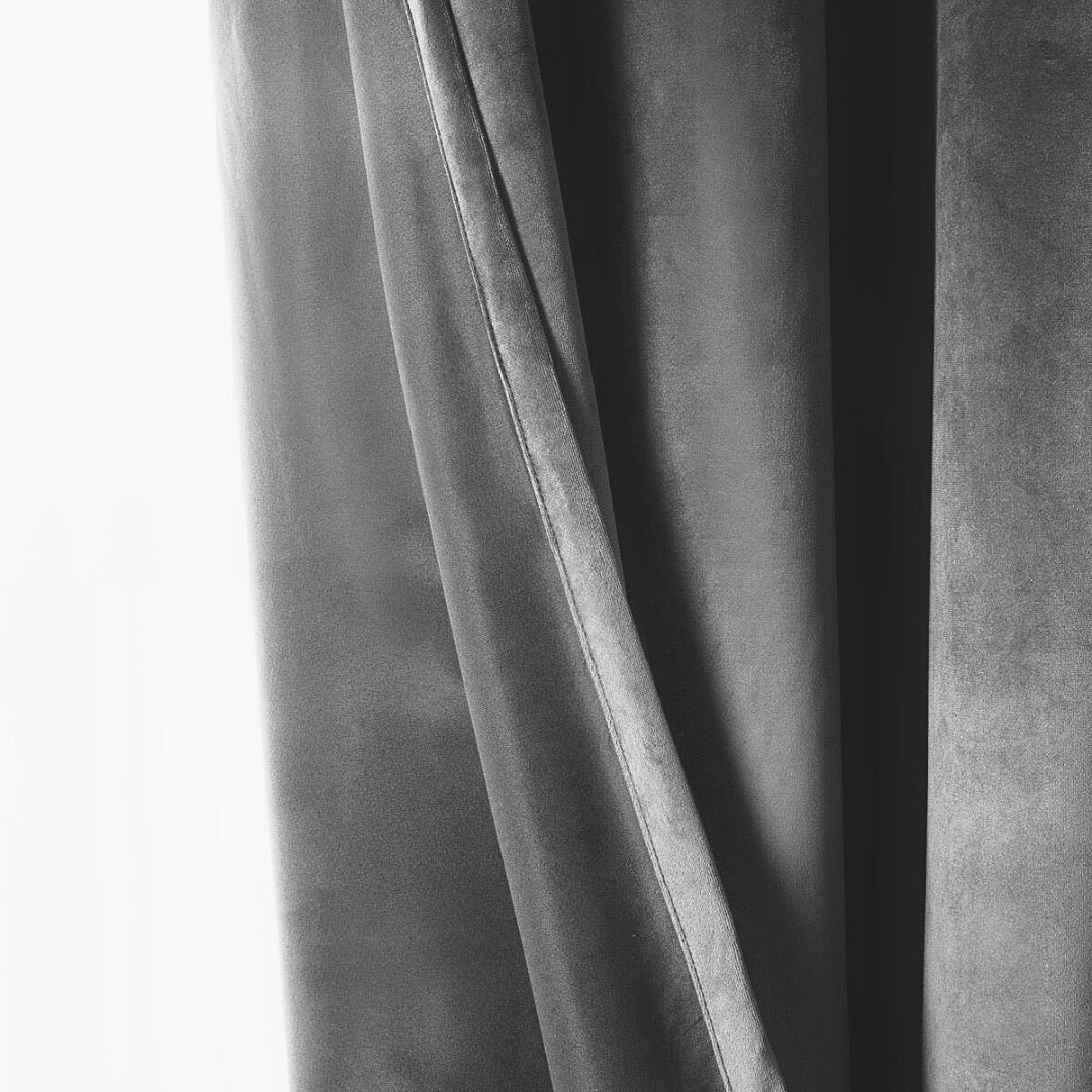 Contemporary Grey Premium Velvet Curtain