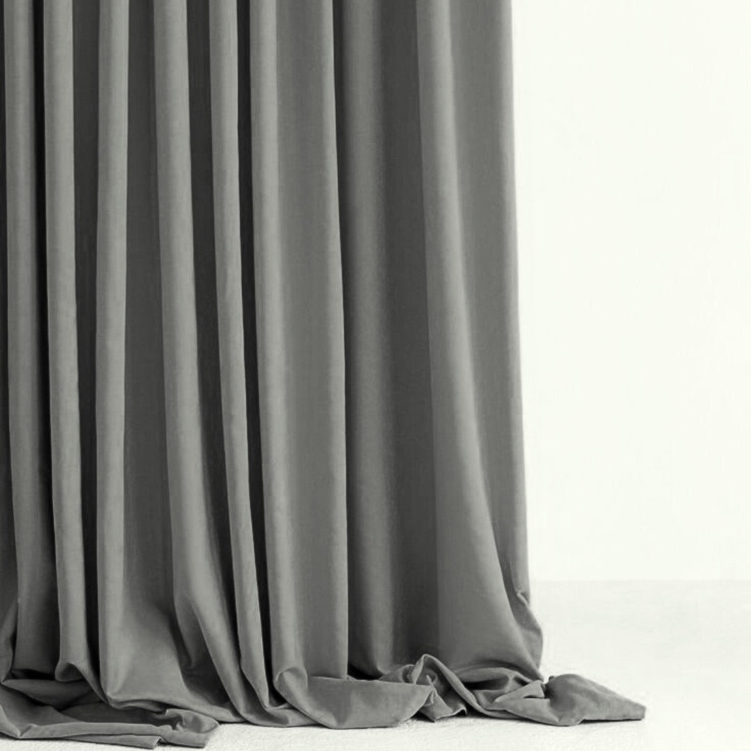 Contemporary Grey Premium Velvet Curtain